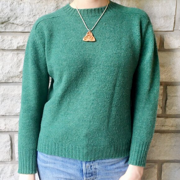 Vintage 60s Green Wool Crewneck Sweater - Picture 3 of 5